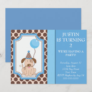 Invitación Fiesta de cachorros azules