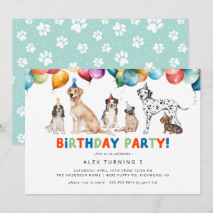 Invitación Fiesta de cachorros   Cute Divertido Niños Tema Pe