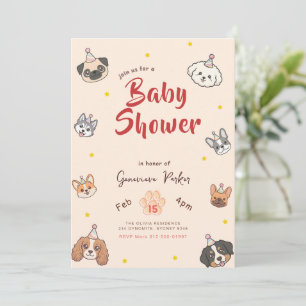 Invitación Fiesta de Cachorros Divertidos para Baby Shower