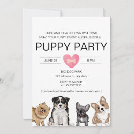 Invitación Fiesta de cachorros, ducha de cachorros para nuevo
