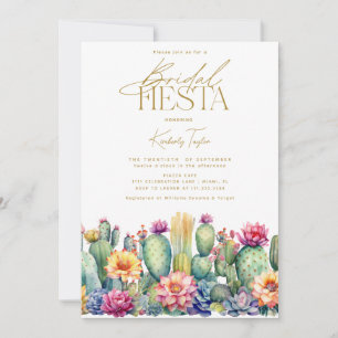 Invitación Fiesta de Cactus Acuarela Floral Despedida de Solt