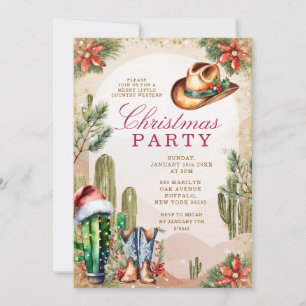 Invitación Fiesta de Cactus Cowboy Navidades del Desierto del