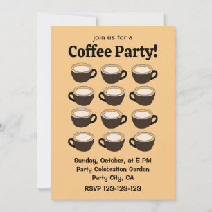 Invitación Fiesta de café con estampado de taza de café