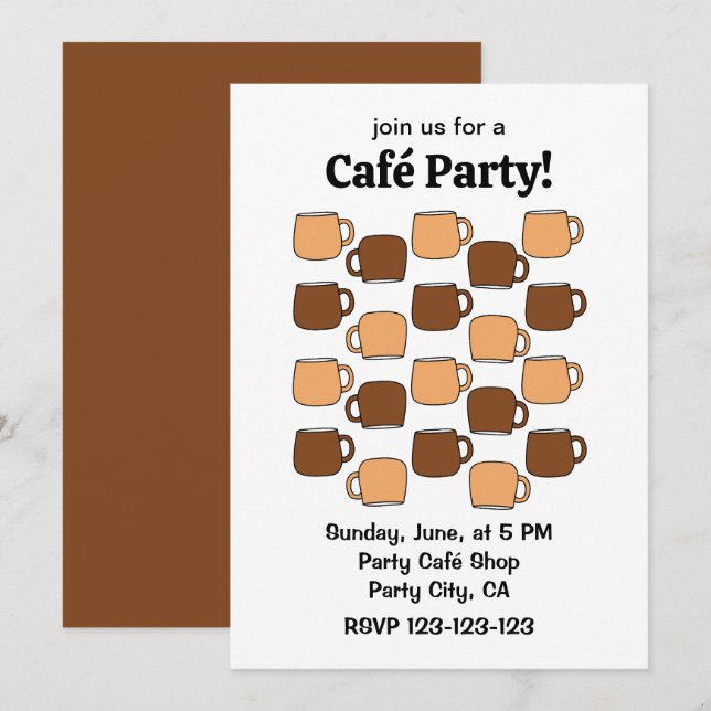 Invitación Fiesta de Café en Taza (Anverso / Reverso)