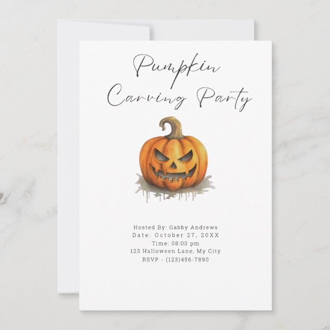 Invitación Fiesta de Calabaza Creepy Jack-O' Lantern (Anverso)