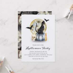 Invitación Fiesta de calabaza de gato espeluznante de Hallowe
