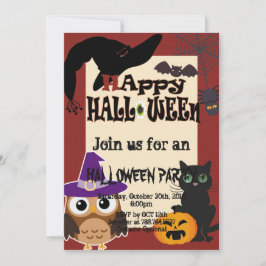Invitación Fiesta de calabaza de gatos de elemento Halloween