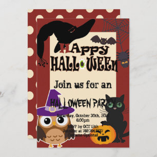 Invitación Fiesta de calabaza de gatos de elemento Halloween