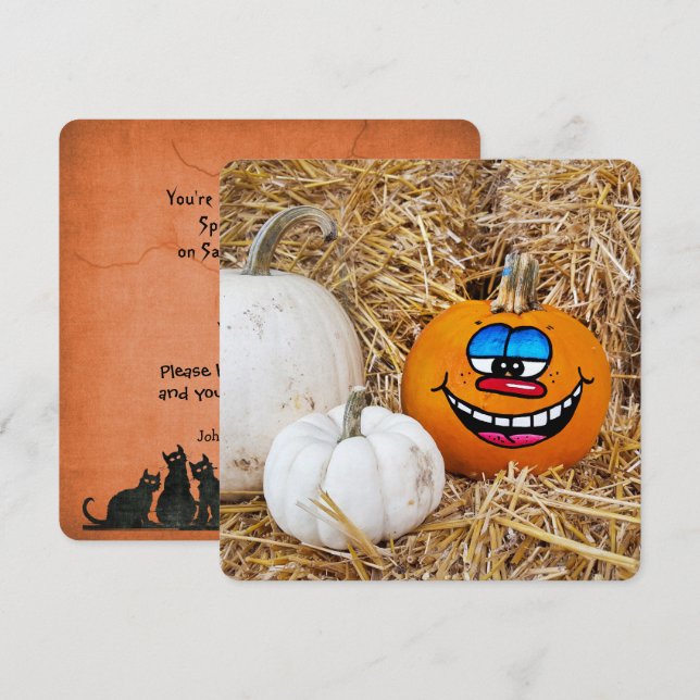 Invitación Fiesta de calabaza de Halloween (Anverso / Reverso)