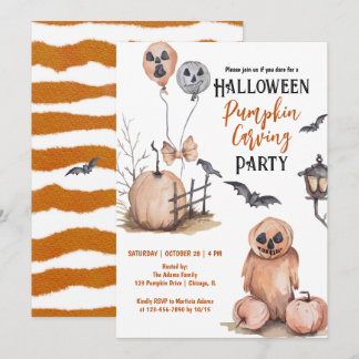 Invitación Fiesta de Calabaza de Halloween espeluznante