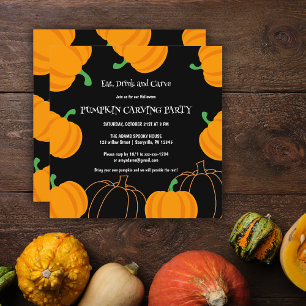 Invitación Fiesta de Calabaza de Halloween Naranja y negro