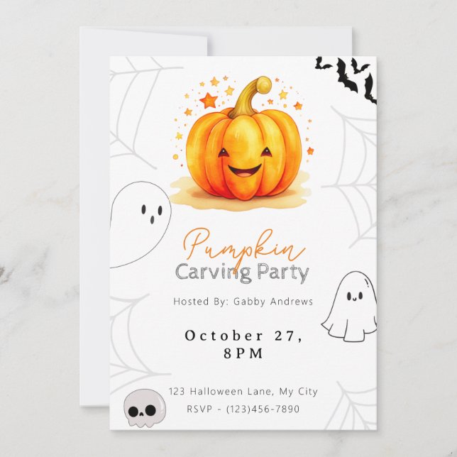 Invitación Fiesta de Calabaza de Jack-O' Lantern (Anverso)