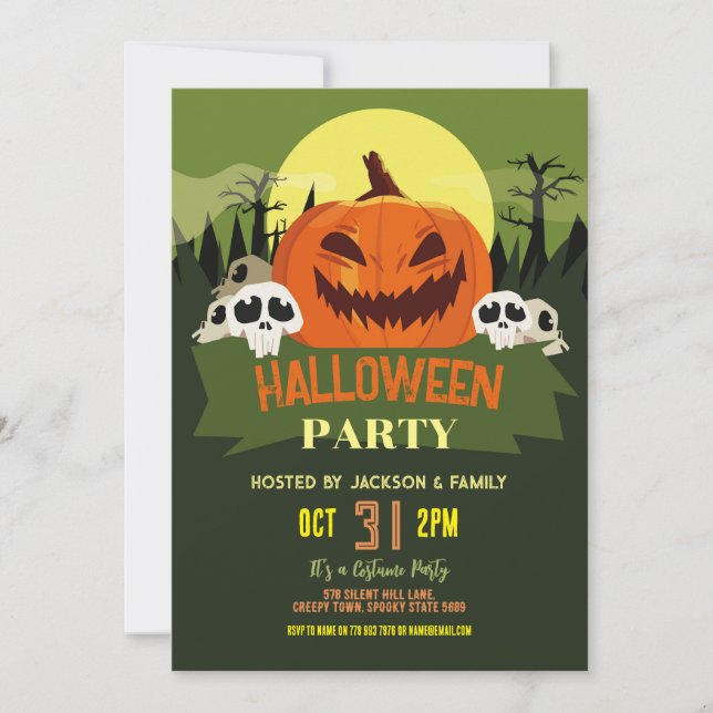 Invitación Fiesta de calabaza de la fiesta de cumpleaños de H (Anverso)