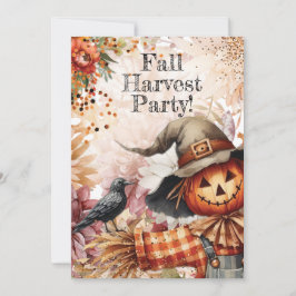 Invitación Fiesta de Calabaza Espantapájaros de Cosecha de Ot