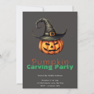 Invitación Fiesta de calabaza gris de linterna Jack-O' Lanter