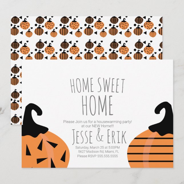 Invitación Fiesta de Calabaza Moderna Caída Calentamiento de  (Anverso / Reverso)