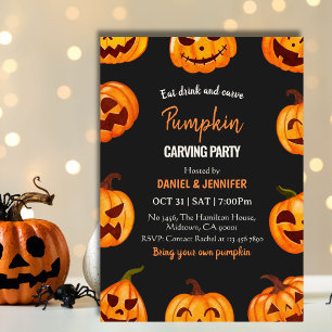 Invitación Fiesta de calabaza oscura tallada Halloween Jack O