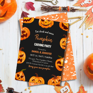 Invitación Fiesta de calabaza oscura tallada Halloween Jack O