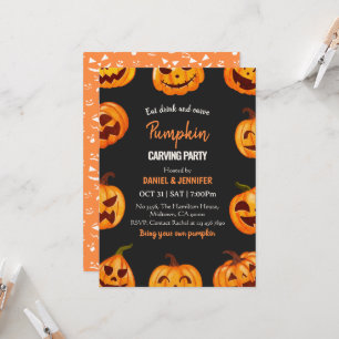 Invitación Fiesta de calabaza oscura tallada Halloween Jack O