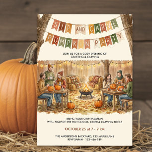 Invitación Fiesta de Calabaza para Tallar y Beber en el Jardí