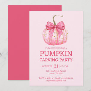Invitación Fiesta de Calabaza Rosa de Halloween Talla