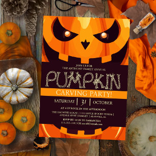 Invitación Fiesta de calabaza simple tallado Halloween Spooky