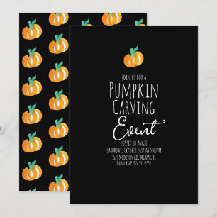 Invitación Fiesta de Calabaza Tallada con Acuarela Minimalist