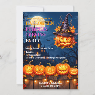 Invitación Fiesta de Calabaza Tallada de Halloween Jack O Lan