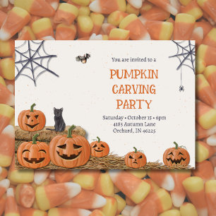 Invitación Fiesta de calabaza tallado Jack O'lantern Rústico