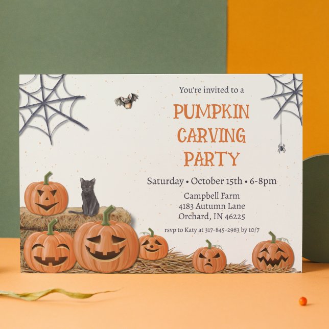 Invitación Fiesta de calabaza tallado Jack O'lantern Rústico (Subido por el creador)