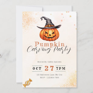 Invitación Fiesta de calabaza talladora de Naranja de Lintern