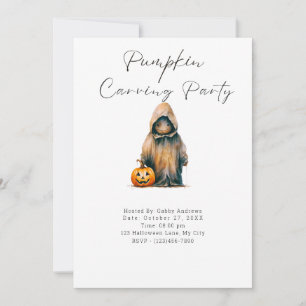 Invitación Fiesta de Calabazas con Ghoul con Capa con Capucha