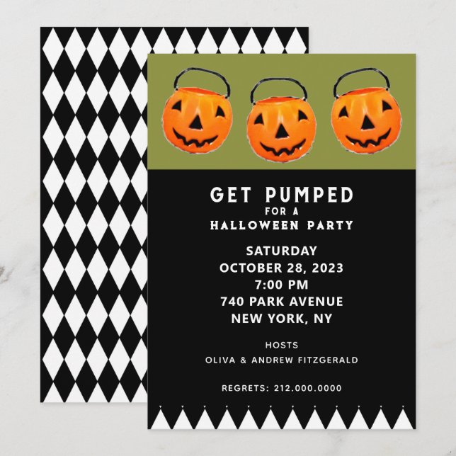 Invitación Fiesta de calabazas de Halloween (Anverso / Reverso)