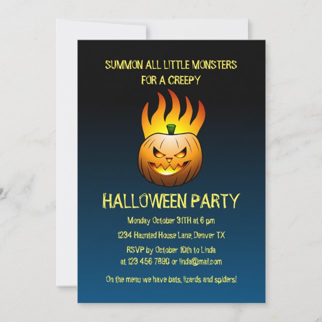 Invitación Fiesta de calabazas de Halloween (Anverso)