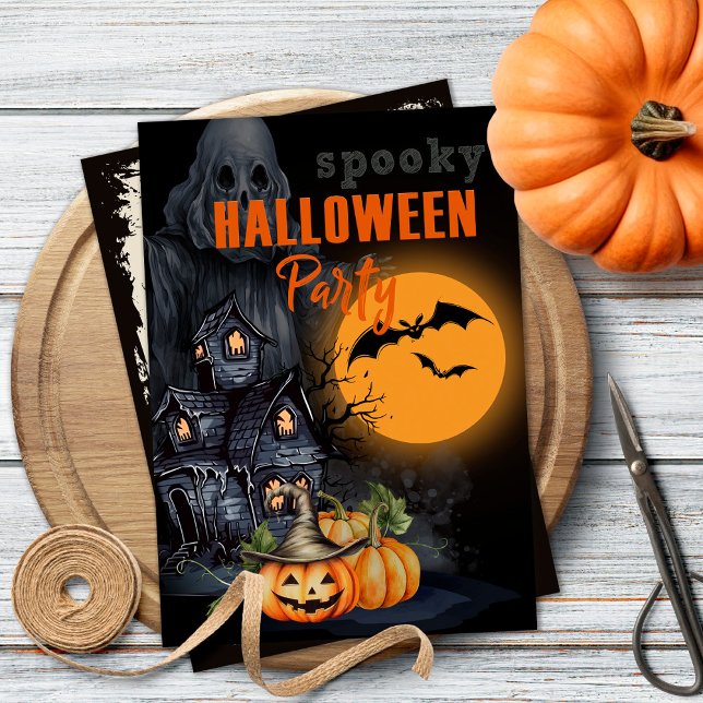 Invitación Fiesta de calabazas, fantasma y luna de Halloween (Subido por el creador)