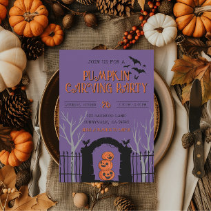 Invitación Fiesta de Calabazas Talladas Otoño Espeluznante