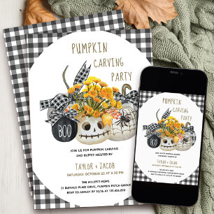 Invitación Fiesta de Calabazas Tallas de Halloween Granja Cal