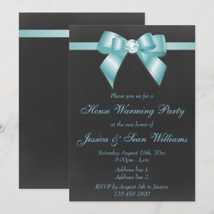 Invitación Fiesta de Calentamiento de Casa con Elegante Lazo