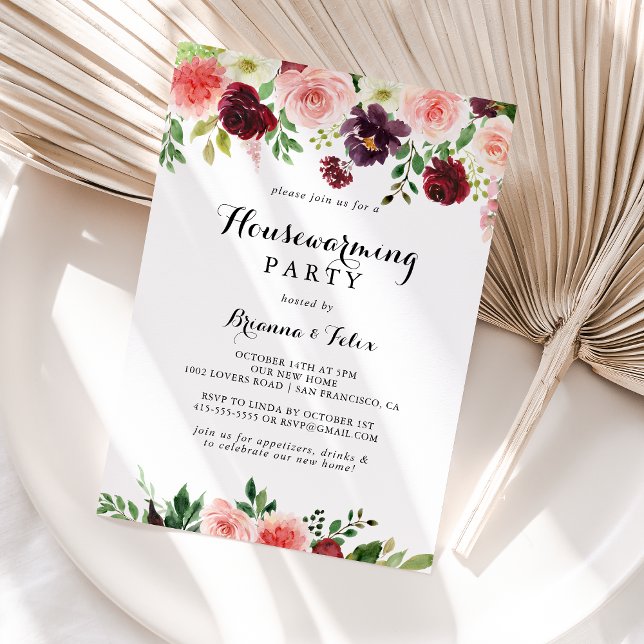 Invitación Fiesta de calentamiento de casa morado rosado de p (Subido por el creador)