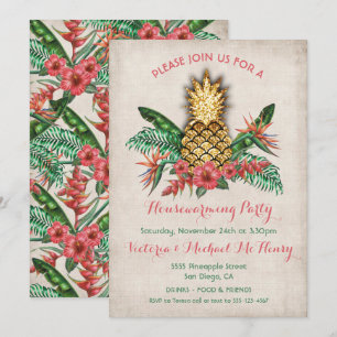 Invitación Fiesta de Calentamiento de Casa Tropical de Piña D