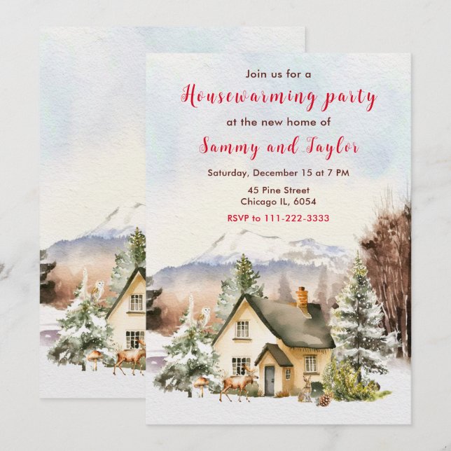 Invitación Fiesta de Calentamiento de Casas en vacaciones de  (Anverso / Reverso)