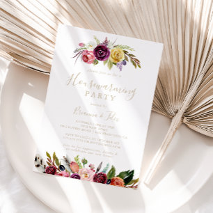 Invitación Fiesta de Calentamiento de Casas Tropicales Boho d