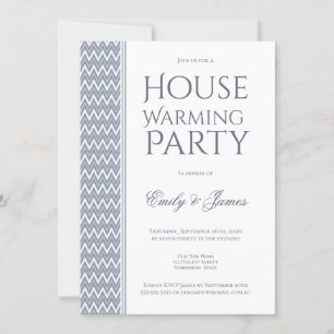 Invitación Fiesta De Calentamiento De Hogares De Chevron Blan