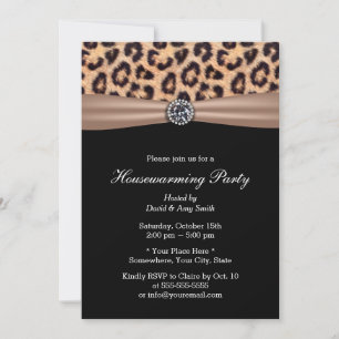 Invitación Fiesta de calentamiento de hogares de leopardo mod