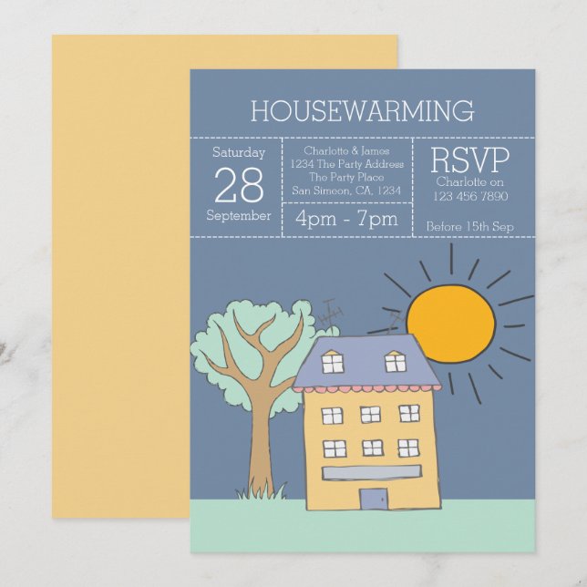 Invitación Fiesta de calentamiento de la casa (Anverso / Reverso)