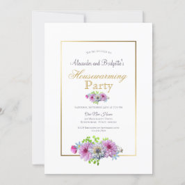 Invitación Fiesta de calentamiento de la casa Borde dorado ro