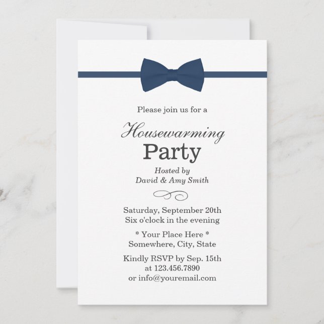 Invitación Fiesta de calentamiento de la casa de Navy Blue Bo (Anverso)