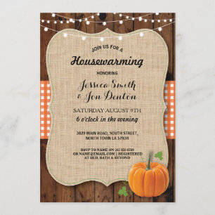 Invitación Fiesta de calentamiento de la casa Rustic Wood Pum