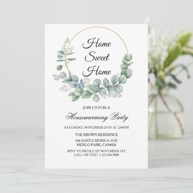 Invitación Fiesta de Calentamiento de la Casa Tropical Gold (Anverso de pie)