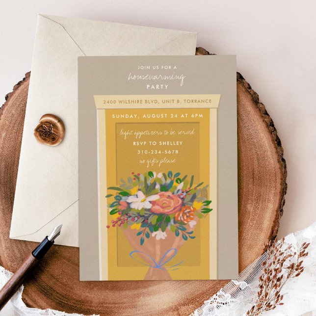 Invitación Fiesta de calentamiento de la puerta amarilla ilus (Subido por el creador)